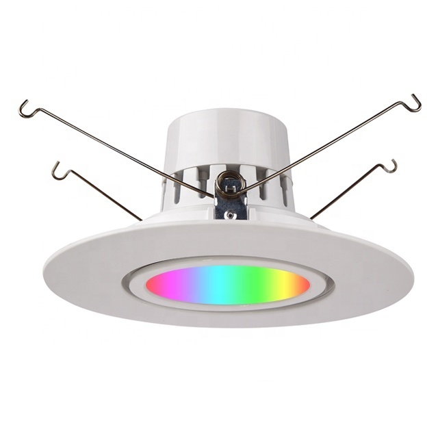 Smart Downlight Indoor RGB LED Recessed Ceiling Light 6 inch Down Light 15W Surface Mounted APP Control CCT Adjustable ETL FCC