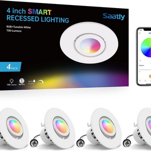 4Pcs Smart Recessed Lighting 4 Inch 10W RGBWW led recessed Lights can 16 Million Color Changing 2700K-5000K Ceiling Light