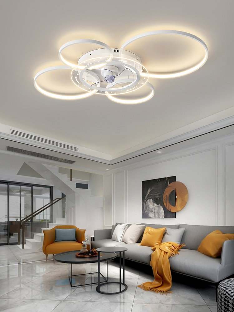 Ceiling Fans with Lights Remote Control Low Profile with Light Indoor Crystal White Flush Mount Ceiling Fan Light Fixture