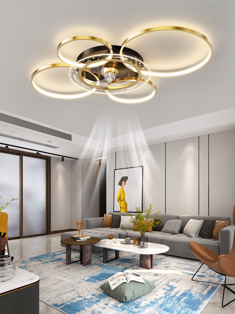 Ceiling Fans with Lights Remote Control Low Profile with Light Indoor Crystal White Flush Mount Ceiling Fan Light Fixture