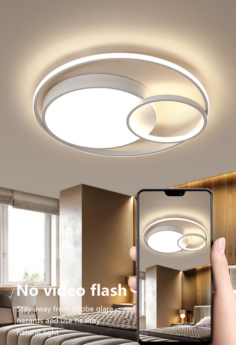 JJC Simple Ring Round LED Ceiling Lights for Bedroom Saloon Decoration Acrylic Cloakroom Light Modern Gold or Black Ceiling Lamp