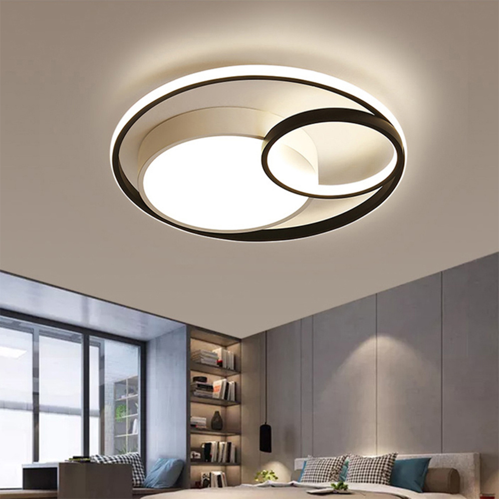 JJC Simple Ring Round LED Ceiling Lights for Bedroom Saloon Decoration Acrylic Cloakroom Light Modern Gold or Black Ceiling Lamp