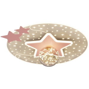 Pink Star Pattern Round Golden Nordic Led Ceiling Lights for Bedroom Living Room Sets Simple Decor Modern LED Ceiling Lamps