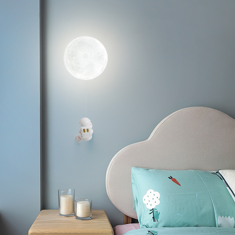 JJC Moon Shape Resin Creative Design LED Wall Lamp for Bedroom Home office Decorative Personality Corridor Indoor Led Wall Light