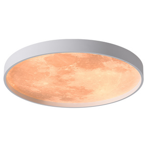 Round Ceiling Lamp Black Kids Bedroom Flush Mount Light Fixtures Modern Led Moon Celling Lights