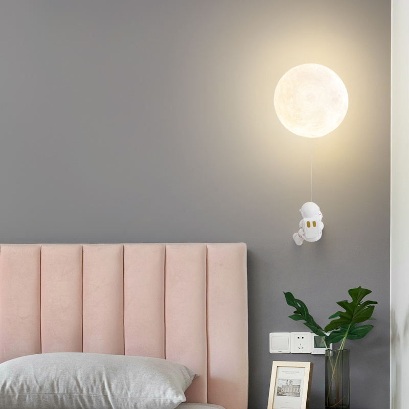 JJC Moon Shape Resin Creative Design LED Wall Lamp for Bedroom Home office Decorative Personality Corridor Indoor Led Wall Light