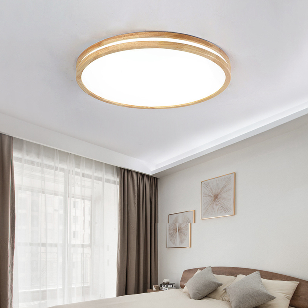 Wooden Nordic Minimalist Modern LED Ceiling Light for Bedroom Home Cloakroom Decorative Led Ceiling Lamp