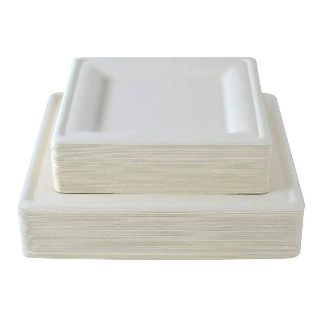 Free Sample Eco-friendly Biodegradable Disposable white Sugarcane Bagasse Square Hamburger Paper Party tray Plate