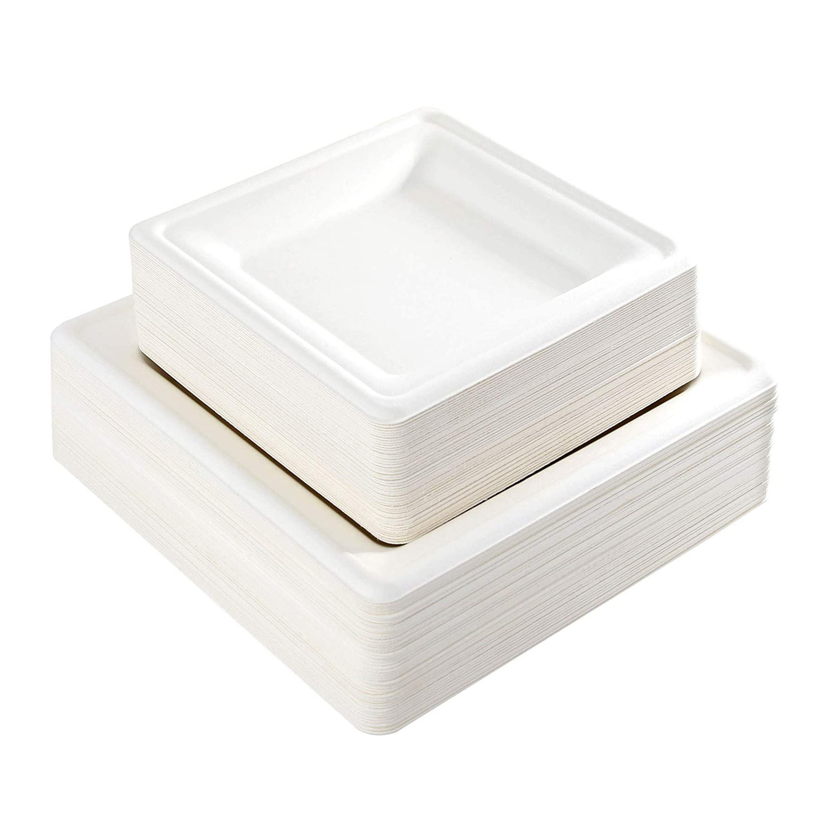 Free Sample Eco-friendly Biodegradable Disposable white Sugarcane Bagasse Square Hamburger Paper Party tray Plate