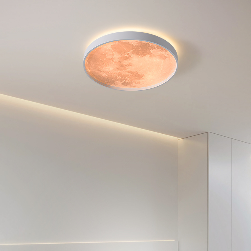 Creative Moon Pattern Simple Iron Nordic Modern Round Ceiling Light for Bedroom Apartment Minimalist Ceiling Lamps