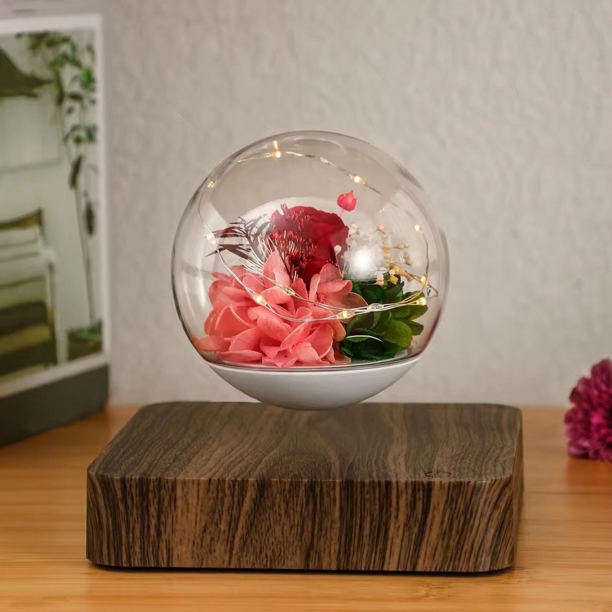 Flowers Plant Levitating light night light New Invention Magnetic Levitating Custom Unique Wedding Funny Preserved night light