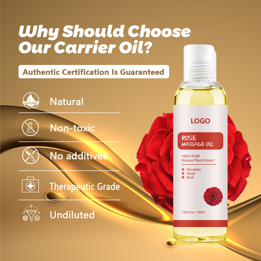 Custom Cheap Rose Body Massage Oil Supplier, 100mL 100% Natural Organic RED Rose Petal Infused Oil Therapy For Skin and Hair