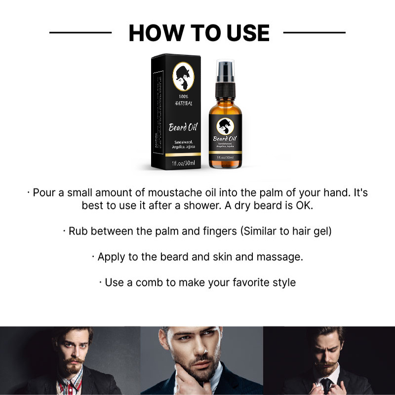 Custom Logo Organic Men Beard Growth oil private label For Beard growth  | Full custom beard oil bottle and packaging box - 30mL