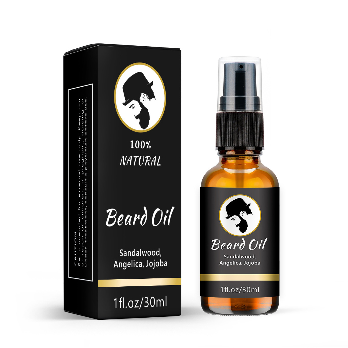 Custom Logo Organic Men Beard Growth oil private label For Beard growth  | Full custom beard oil bottle and packaging box - 30mL