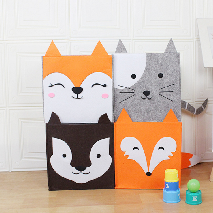 Kids Felt Storage Box Organizer Foldable with Animal