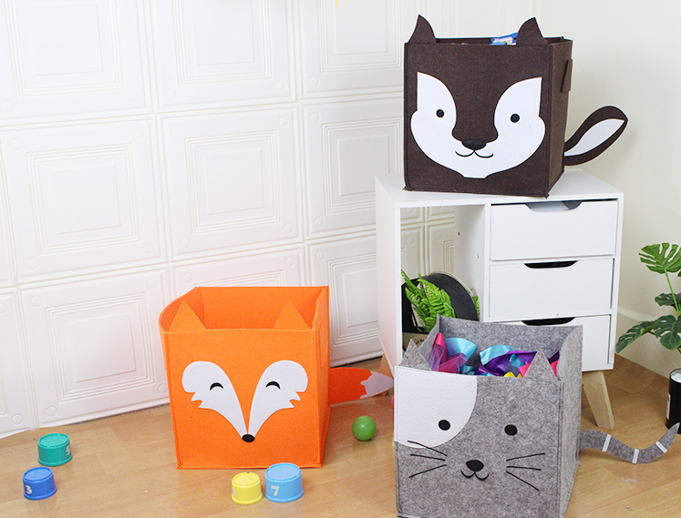 Kids Felt Storage Box Organizer Foldable with Animal