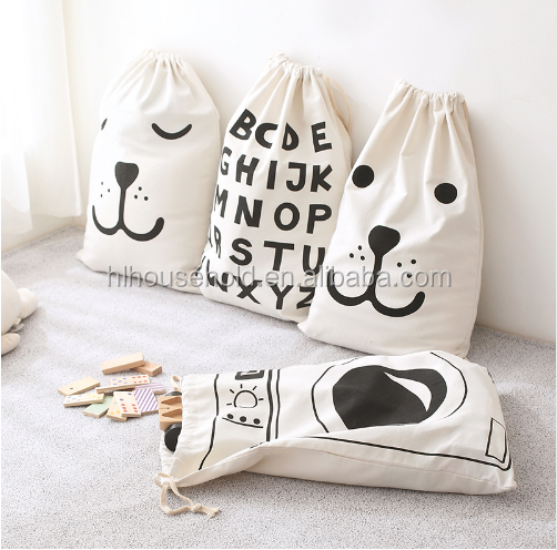 Baby Toy Storage Bag Bucket Cartoon Large Drawstring Laundry Organizer Bag for Kids Dirty Clothes