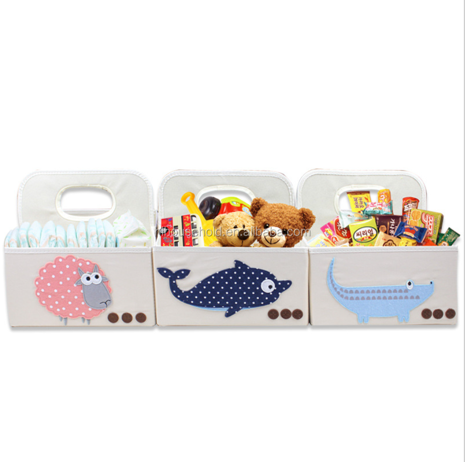 Multifunctional Cartoon Cute Foldable Storage Box Diaper Organizer Desk Organizer