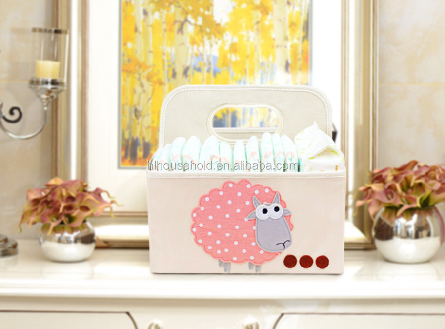 Multifunctional Cartoon Cute Foldable Storage Box Diaper Organizer Desk Organizer