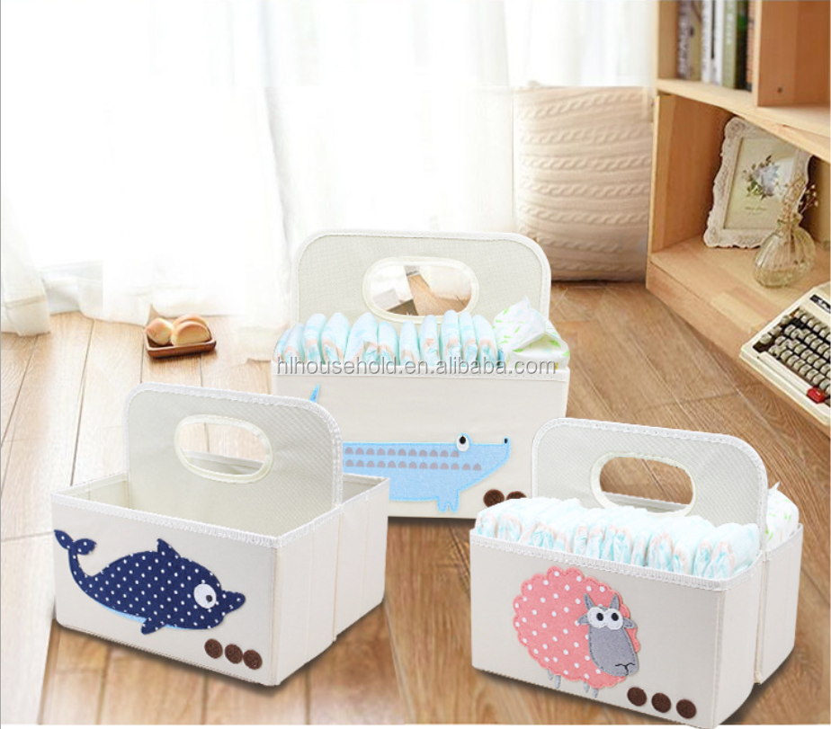 Multifunctional Cartoon Cute Foldable Storage Box Diaper Organizer Desk Organizer