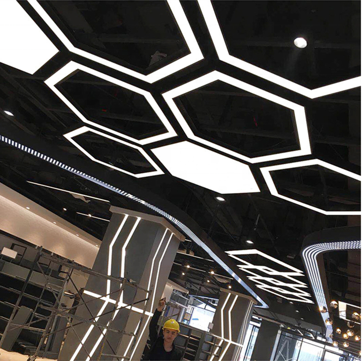 Hexagon Detailing Workshop Ceiling Led Lights For Car Shop And Garage Honeycomb Lights