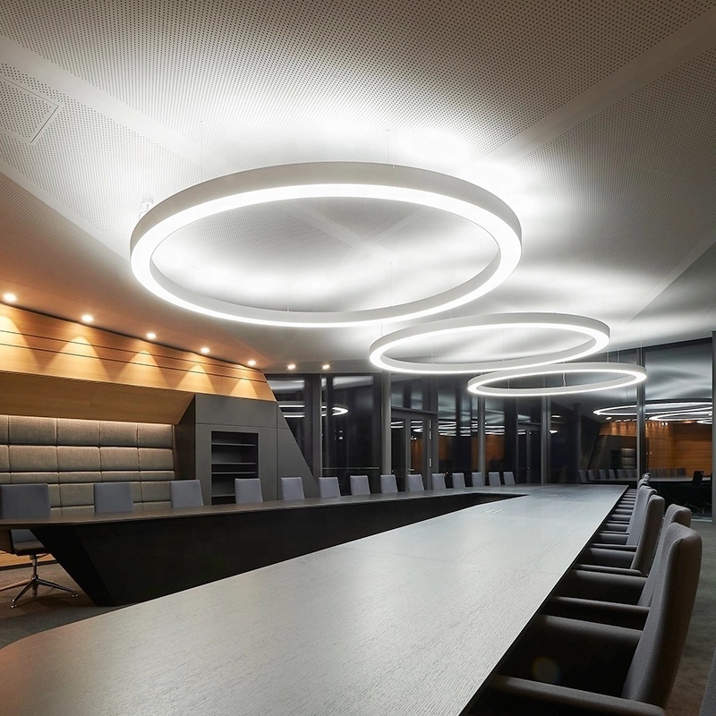 HLINEAR led circular office lights led pendant light black white for customization