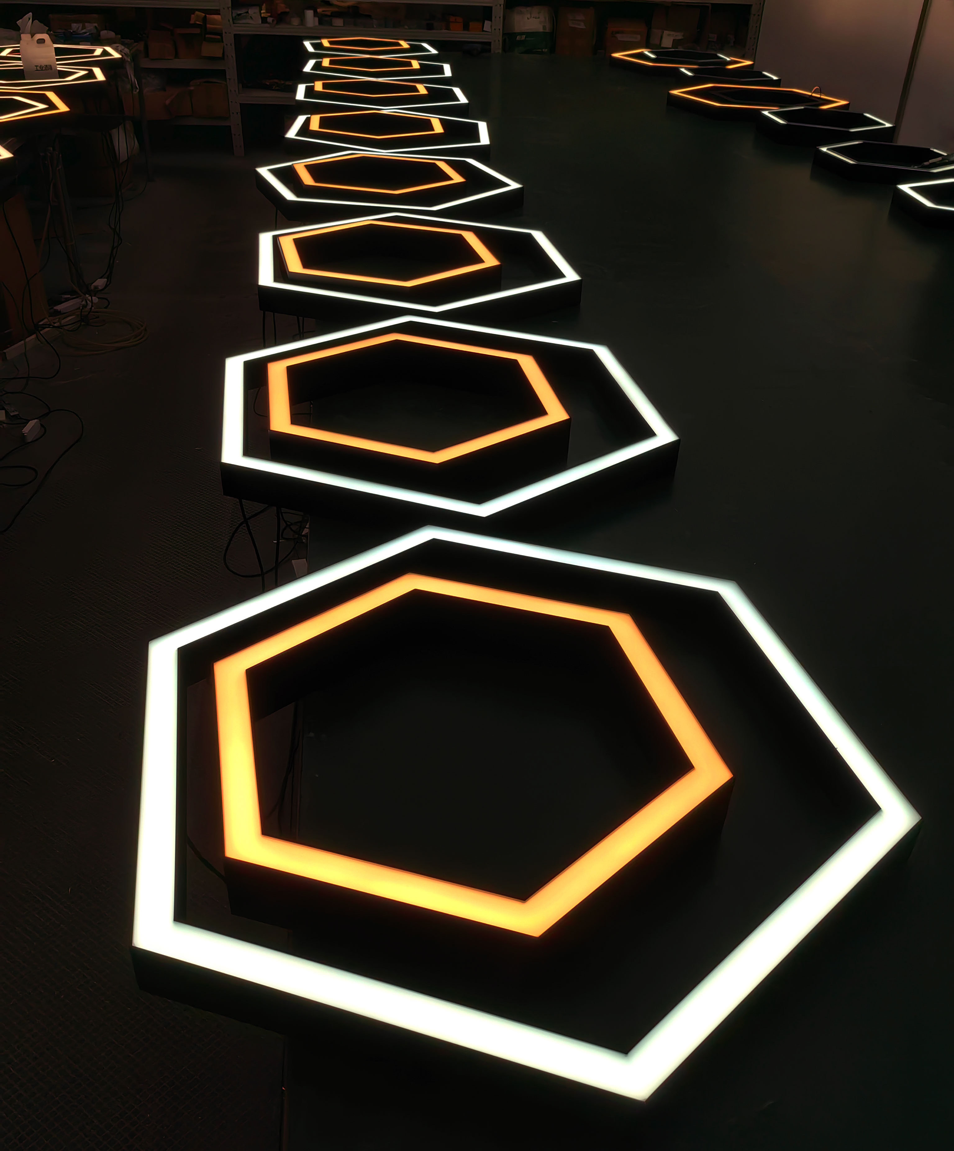 Hexagon Detailing Workshop Ceiling Led Lights For Car Shop And Garage Honeycomb Lights