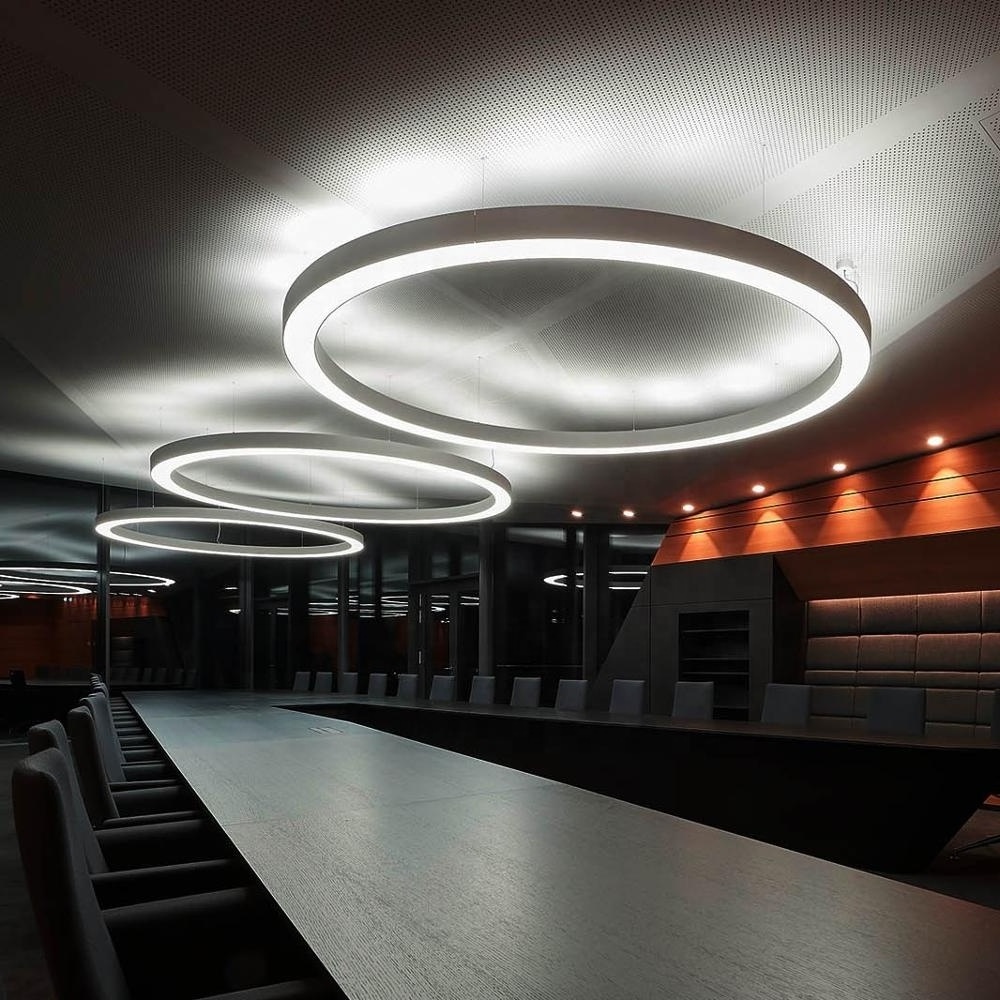 HLINEAR led circular office lights led pendant light black white for customization