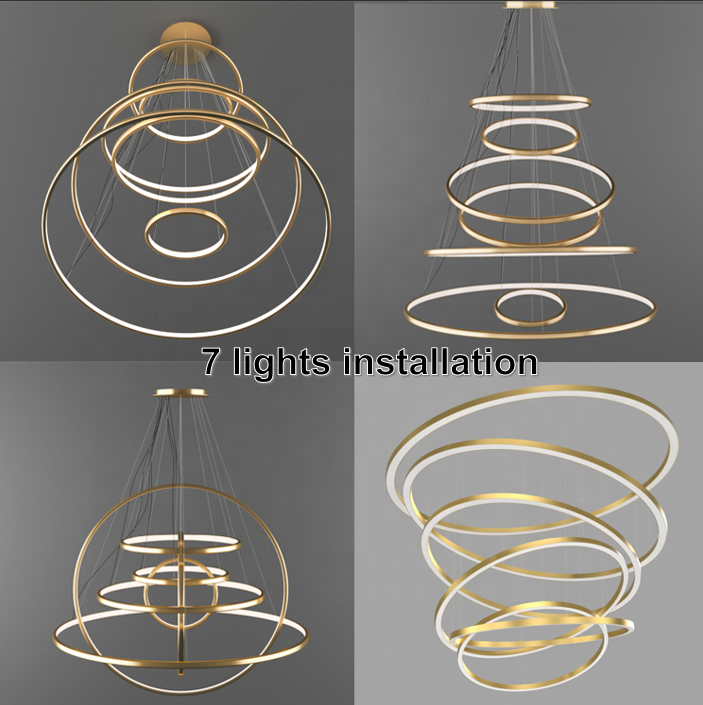 Circular hanging pendant light  modern chandelier custom lighting fixture