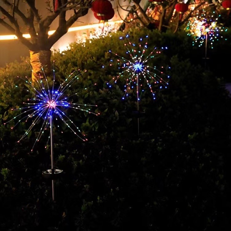 Solar LED ground mounted fireworks light outdoor holiday courtyard garden decoration lawn light dandelion light string