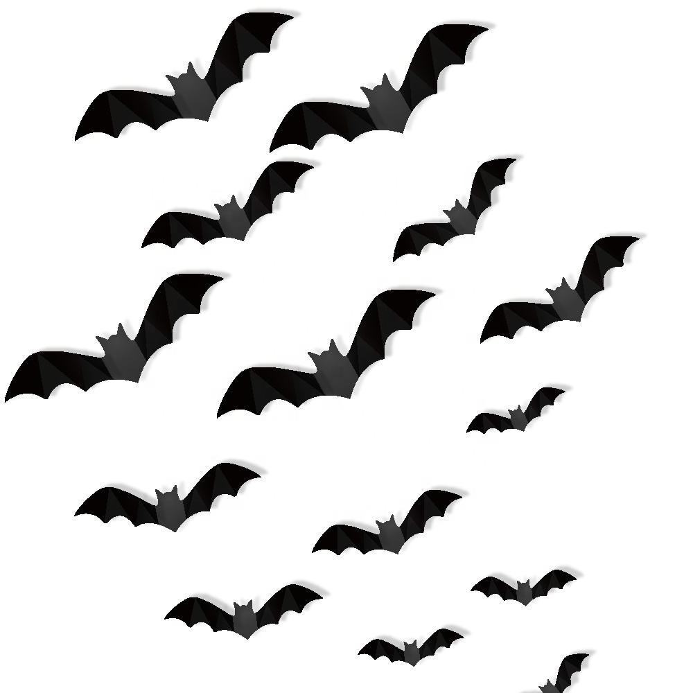 Decorations Indoor 3D  Black Bats Spider Wall Stickers  Bats Window Door Porch Decals Halloween Eve Party Supplies