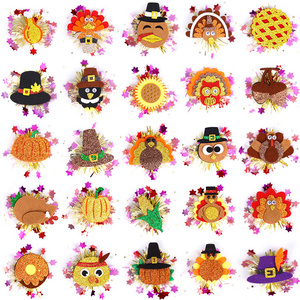 Thanksgiving Mesh Hair bow Clips Cute Fall Turkey Pumpkin Hairpins Harvest Festival decorative edge clip hair accessories