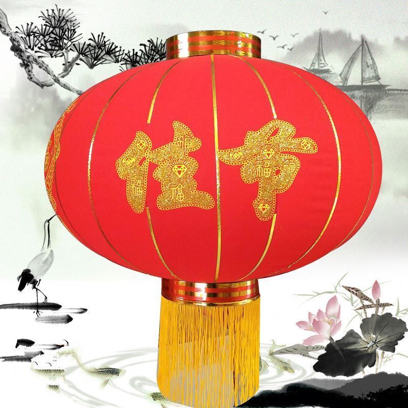 Traditional Outdoor Red Silk Red Lantern For Spring Festival Celebration