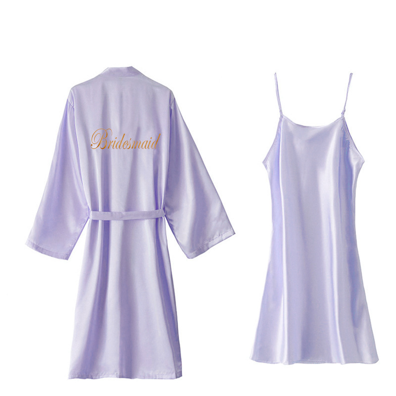 Custom Logo Embroidered Silk Nightgown Bride Wedding Robe Sets Bridesmaid Luxury Satin Bathrobes