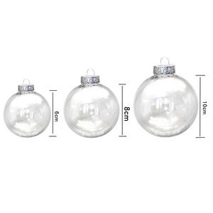 Transparent Clear 8cm Flat Disco Glass Christmas Tree Ball  Hanging Blank Round Ornaments Xmas Ornaments Ball decoration