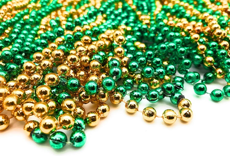 Cheap Price Mardi Gras Beads Bulk Purple Green Gold Beaded Necklace Mardi Gras Throw Ball Beads