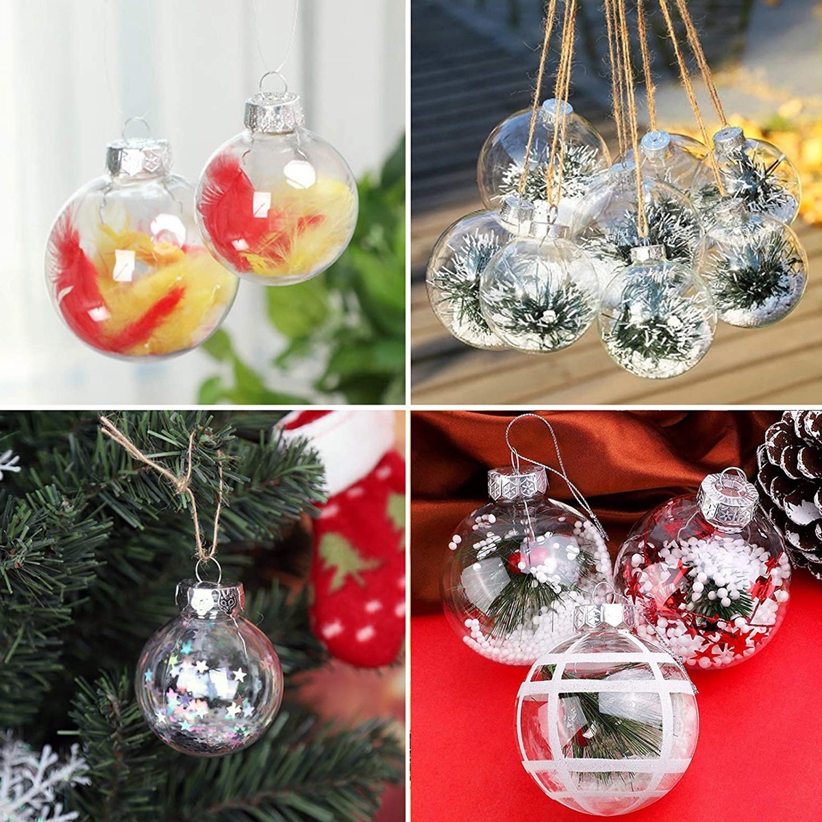 Transparent Clear 8cm Flat Disco Glass Christmas Tree Ball  Hanging Blank Round Ornaments Xmas Ornaments Ball decoration