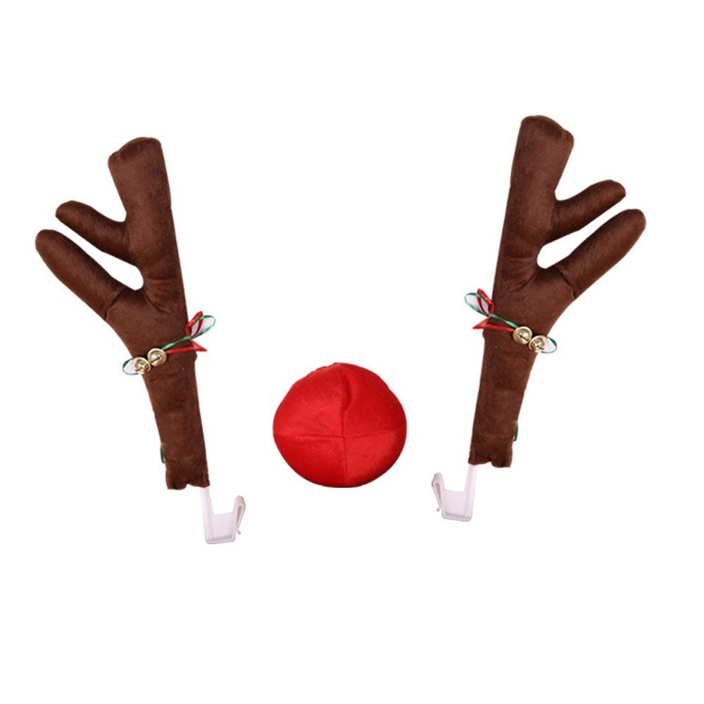 Christmas Car Decorations Christmas Decorations Cute Bells Plush Red Antlers Cartoon Car Antlers