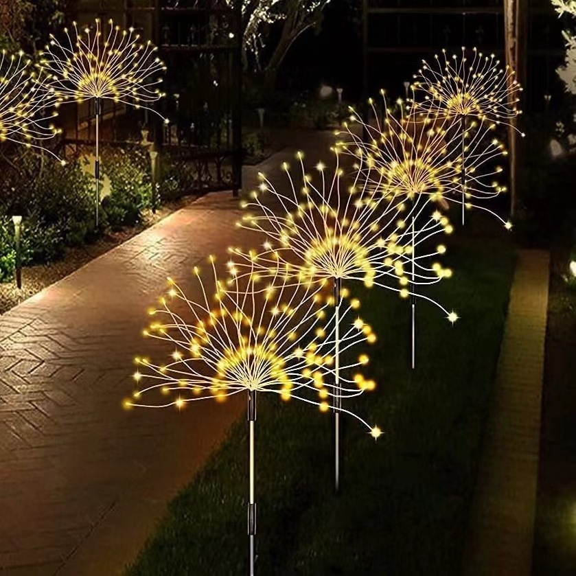 Solar LED ground mounted fireworks light outdoor holiday courtyard garden decoration lawn light dandelion light string