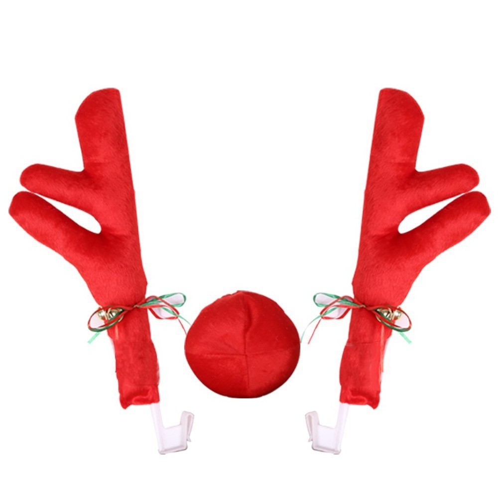 Christmas Car Decorations Christmas Decorations Cute Bells Plush Red Antlers Cartoon Car Antlers