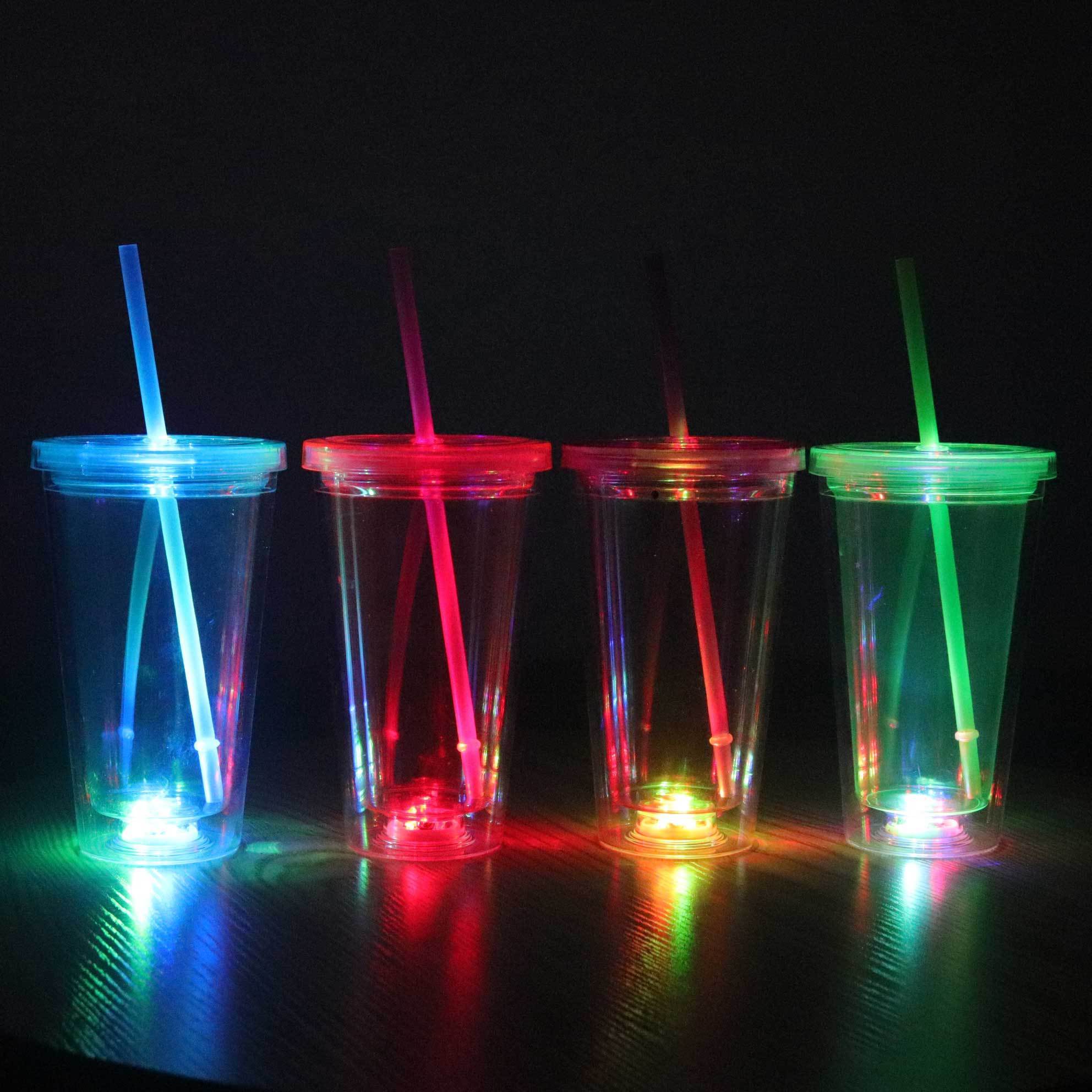 wholesale16Oz Led Drink Drinking Party Water Flashing Lights Light Up Cup Plastic Led Double Wall Tumbler