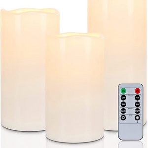 Battery Operated Flameless Candles  6" 8" 10" x 4" Waterproof Outdoor Flameless Candles Flickering LED Pillar Candles