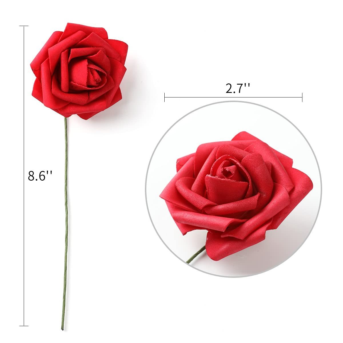 25pcs Artificial Rose Flowers Real Looking PE Foam Roses With Stems For DIY Wedding Bouquets Centerpieces Tables Decorations