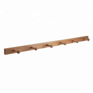 Wood Wall Mount 6-Peg Coat Rack for Coats, Leashes