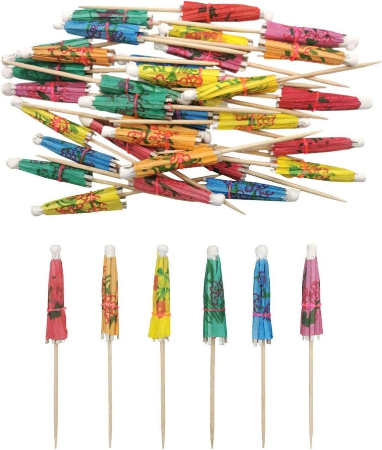 Cocktail Umbrella Parasol Picks, Umbrella Toothpicks for Drink&Food, Decorative toothpicks for Party,Hotel, Restaurant,Hawaiian