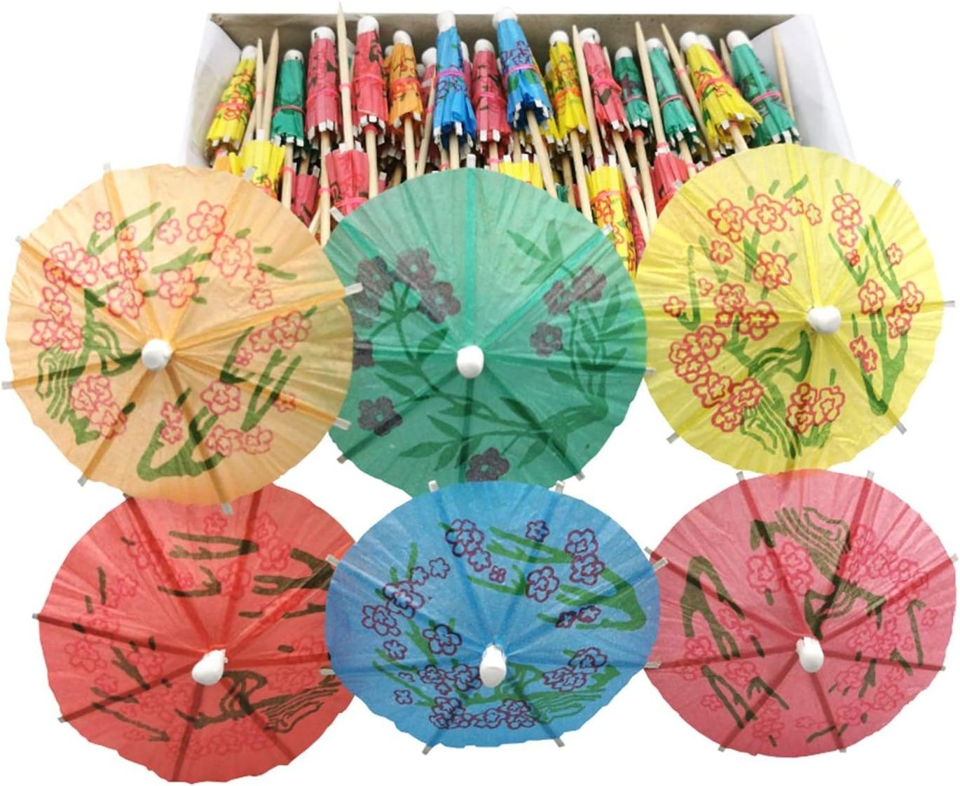 Cocktail Umbrella Parasol Picks, Umbrella Toothpicks for Drink&Food, Decorative toothpicks for Party,Hotel, Restaurant,Hawaiian