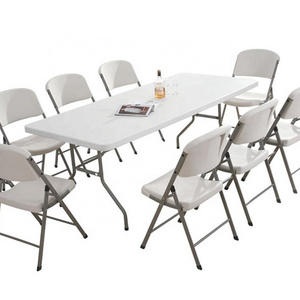 Outdoor Weeding White Plastic Folding Tables and Chairs Set for Garden