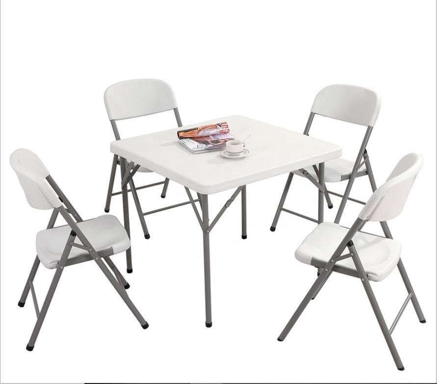 Outdoor Weeding White Plastic Folding Tables and Chairs Set for Garden