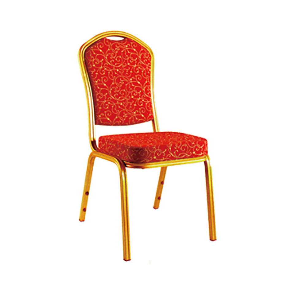 Hotel Dining Chairs Stackable Red Metal Iron Used Wedding Banquet Chairs