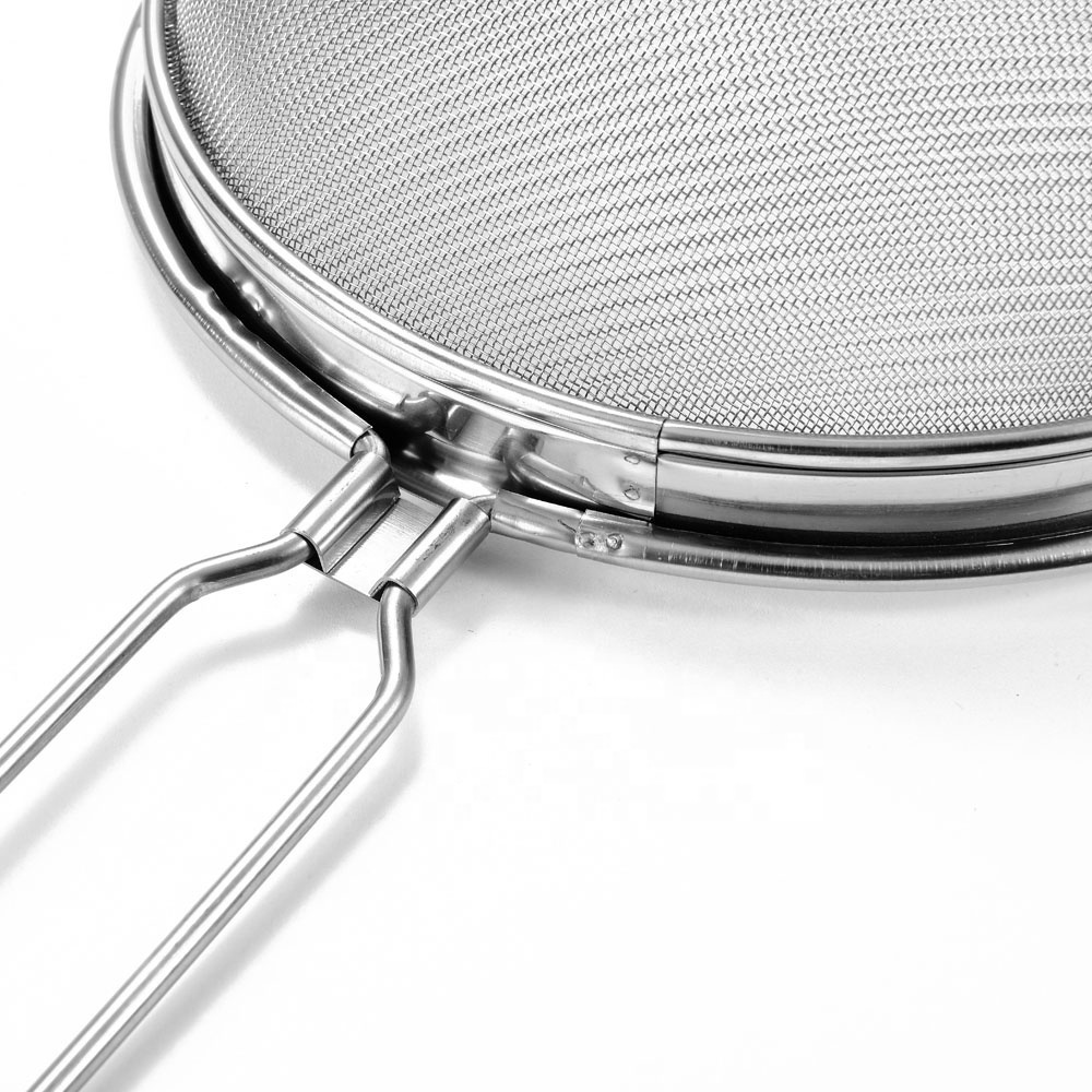 Stainless Steel Kitchen Food Scoop And Strainer Colander Draining Basket Set With Mesh